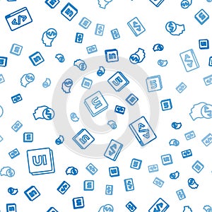 Set line UI or UX design, Front end development and on seamless pattern. Vector