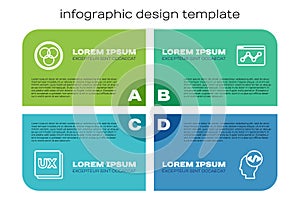Set line UI or UX design, RGB and CMYK color mixing, Front end development and Website statistic. Business infographic