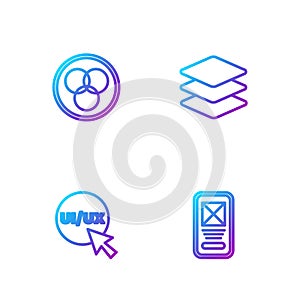 Set line UI or UX design, , RGB and CMYK color mixing and Layers. Gradient color icons. Vector