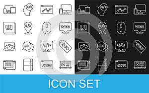 Set line UI or UX design, SEO optimization, Web and graphic, Website statistic, Front end development, Monitor, mobile