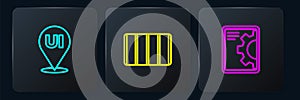 Set line UI or UX design, Web development and Color palette guide. Black square button. Vector