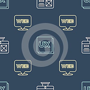 Set line UI or UX design, Web and graphic and on seamless pattern. Vector