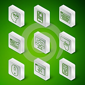 Set line UI or UX design, Website template, Front end development, Mobile Apps, Computer mouse and Keyboard icon. Vector