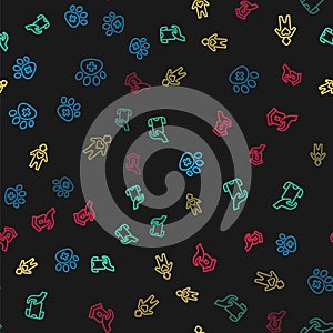 Set line Veterinary clinic, Clothes donation, Volunteer and Shelter for homeless on seamless pattern. Vector