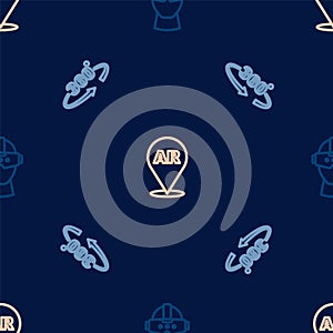 Set line Virtual reality glasses, 360 degree view and Augmented AR on seamless pattern. Vector