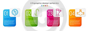 Set line Water meter, Water tap, Industry metallic pipe and Industry pipe and valve. Business infographic template