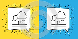 Set line Weather forecast icon isolated on yellow and blue background. Vector