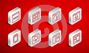 Set line Web developer programming code, Browser files, Graph chart infographic, Secure your site with HTTPS, SSL