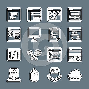 Set line Web development, Debugging, Software, Browser files, Computer monitor screen, setting, Page with 404 error and