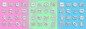 Set line Web development, Front end, and graphic design, RGB CMYK color mixing, UI UX, Website statistic, and Computer