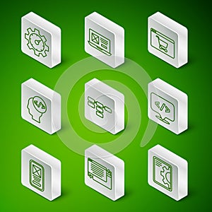 Set line Web development, UI or UX design, Website statistic, Site map, Front end, and icon. Vector