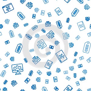 Set line Web development, Website template and SEO optimization on seamless pattern. Vector