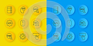 Set line Web and graphic design, Front end development, Computer mouse, Keyboard, UI or UX, Sketchbook album, and icon