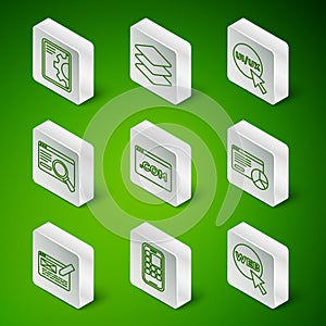 Set line Web and graphic design, Mobile Apps, development, UI or UX, Layers, and Website statistic icon. Vector