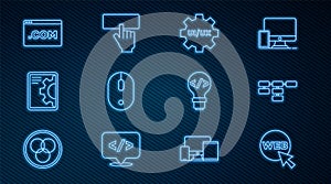Set line Web and graphic design, Site map, UI or UX, Computer mouse, development, Front end and Keyboard icon. Vector