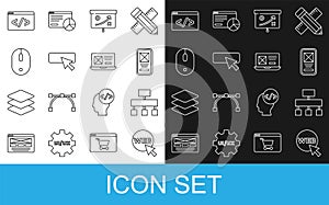 Set line Web and graphic design, Site map, UI or UX, Planning strategy concept, Computer mouse, Front end development
