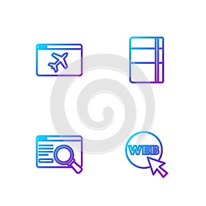 Set line Web and graphic design, UI or UX, Website template and Sketchbook album. Gradient color icons. Vector
