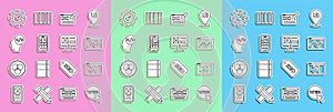 Set line Web and graphic design, Website template, statistic, UI or UX, Mobile Apps, Front end development, and icon