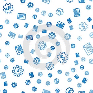 Set line Website statistic, Front end development and UI or UX design on seamless pattern. Vector