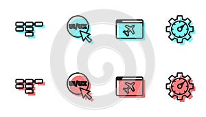 Set line Website template, Site map, UI or UX design and statistic icon. Vector
