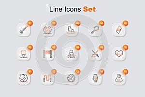 Set line Weight, Smart watch with heart, Volleyball ball, Jump rope, Baseball, Heart rate, Fencing and Badminton