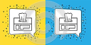 Set line Wet wipe pack icon isolated on yellow and blue background. Vector Illustration