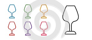 Set line Wine glass icon isolated on white background. Wineglass sign. Set icons colorful. Vector