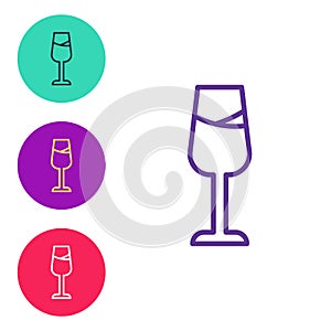 Set line Wine glass icon isolated on white background. Wineglass sign. Set icons colorful. Vector