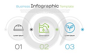 Set line Worker safety helmet, Drop in crude oil price and Bio fuel. Business infographic template. Vector