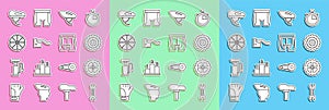 Set line Wrench spanner, Bicycle sprocket crank, cassette, helmet, brake, wheel, and Cycling shorts icon. Vector
