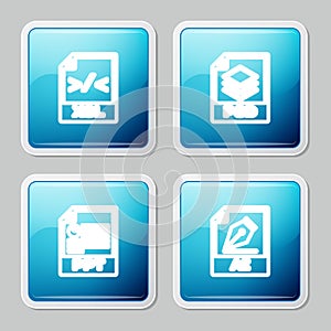 Set line XSL file document, PSD, PPT and AI icon. Vector