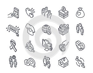 Set of linear Charity icons