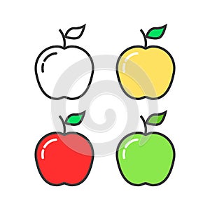 Set of linear colored apples