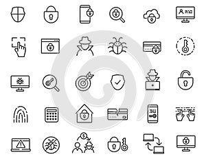 Set of linear criminal icons. Security icons in simple design. Vector illustration