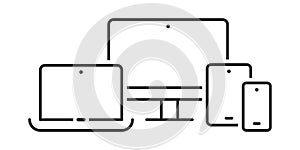 Set of linear device icons. Vector outline devices