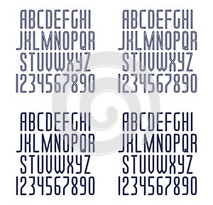 Set of linear fonts