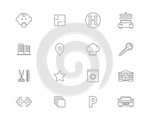 Set of linear icons infrastructure of a residential complex, communication area
