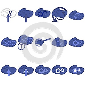 Line icons set. SEO pack. Vector illustration.