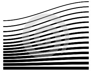 Set of lines with different level of deformation. Abstract geometric illustration.