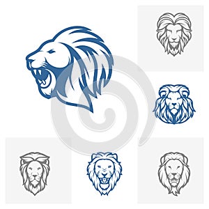 Set of Lion logo design vector, Lion logo template, illustration