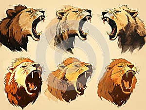 Set of lion snouts photo