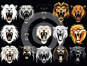 Set of lion snouts photo