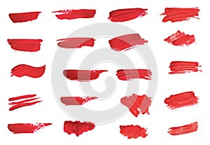 Set of Lipstick smear smudge swatch isolated on white background - Image
