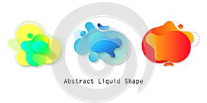 Set of liquid color abstract geometric shapes with geometric lines, dots. Abstract shapes composition. Vector illustration