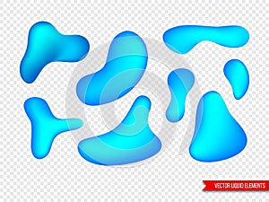 Set of liquid elements for posters, cards, presentations, flyers and covers design. Gradient shapes in bright blue color