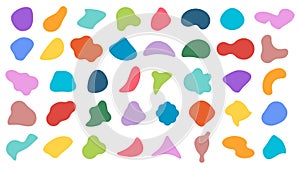 Set of liquid shapes elements. Abstract blotch shape. Fluid dynamical colored forms banner. Vector illustration