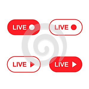 Set of live streaming icon. Collection of modern air vector button design isolated on white background
