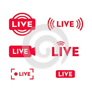 Set of live streaming icons. Live streaming, broadcasting, online stream, tv, shows, movies and live performances.