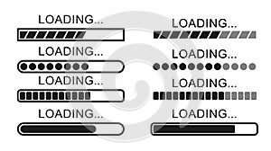 Set of loading bar icons. Modern flat design