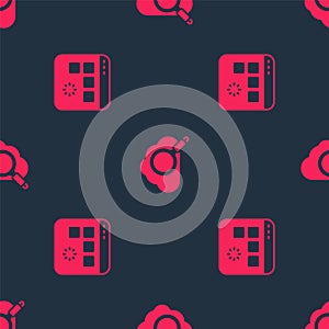 Set Loading data window and Search cloud computing on seamless pattern. Vector